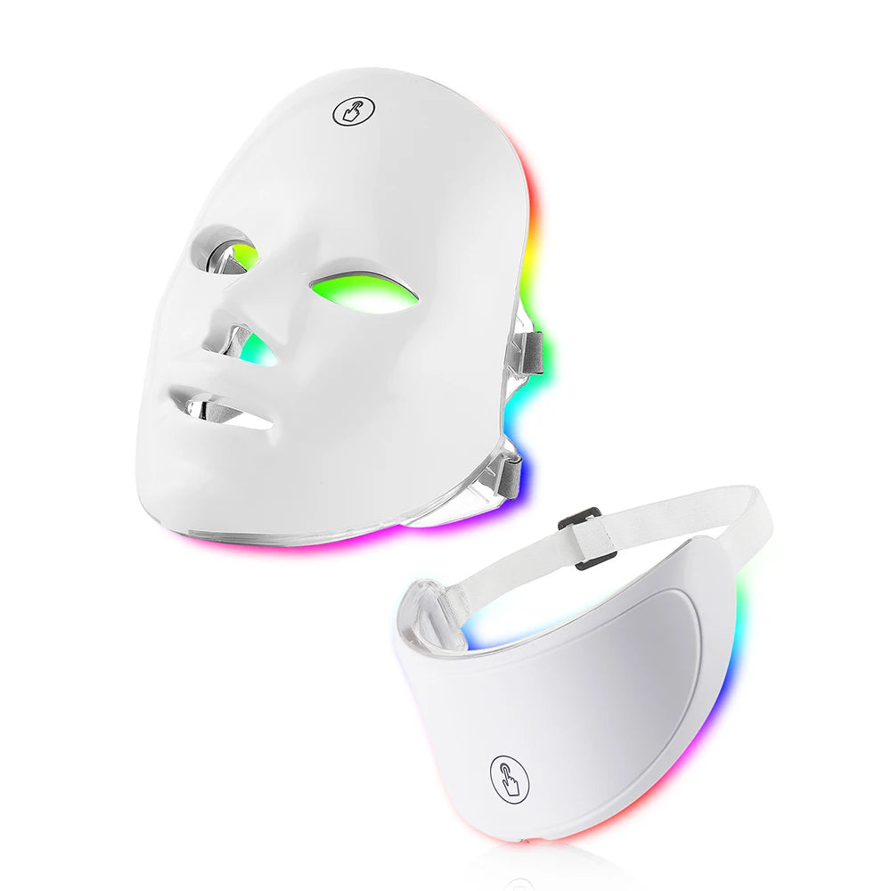 Máscara Facial e Pescoço LED 7 Cores Recarregável