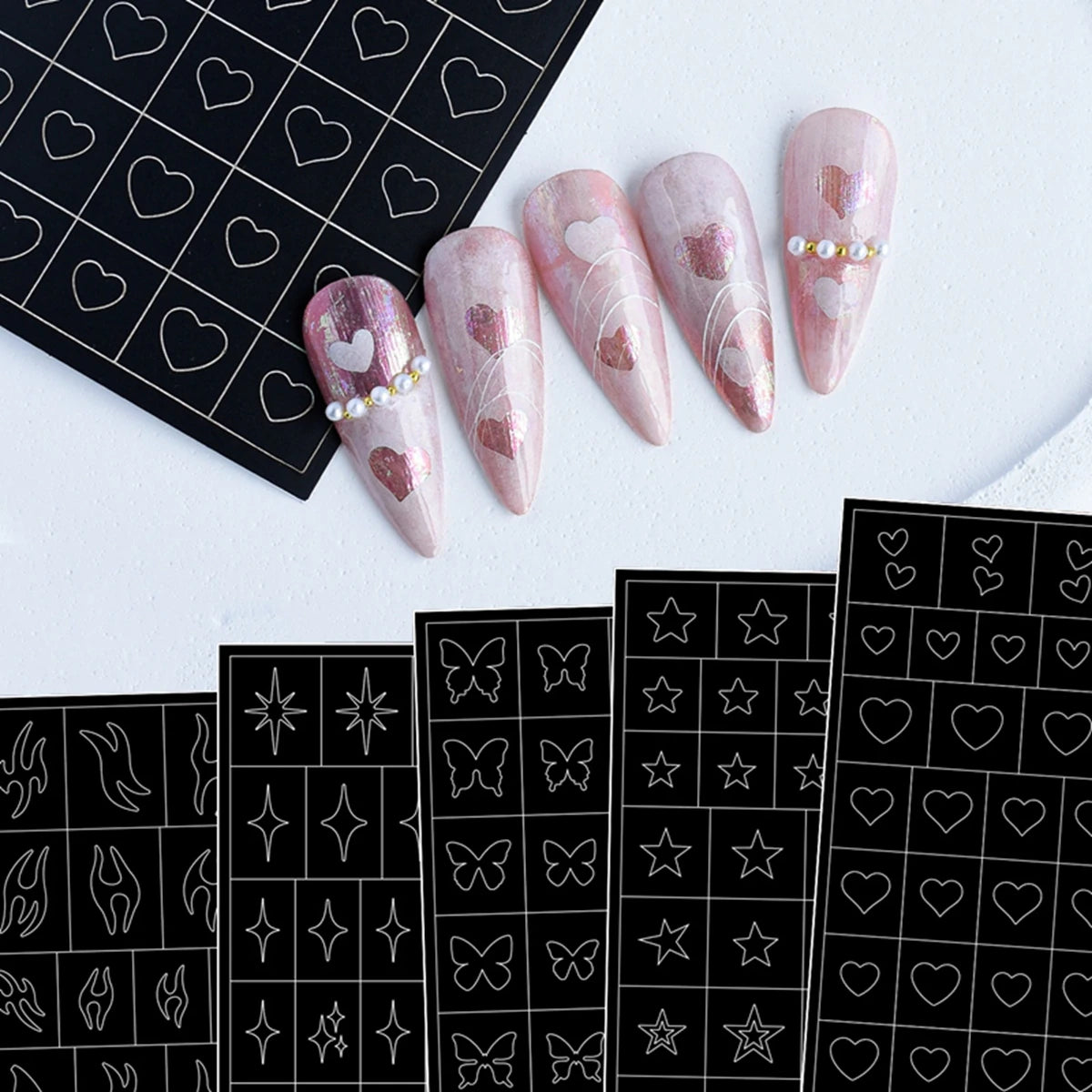 Adesivos Stencil para Nail Art – Kit com 3, 6, 12 ou 18 Cartelas