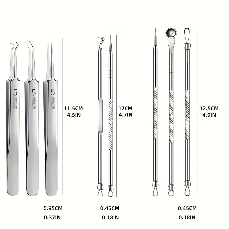 Kit Extrator de Cravos e Espinhas Inox Extracao Profissional
