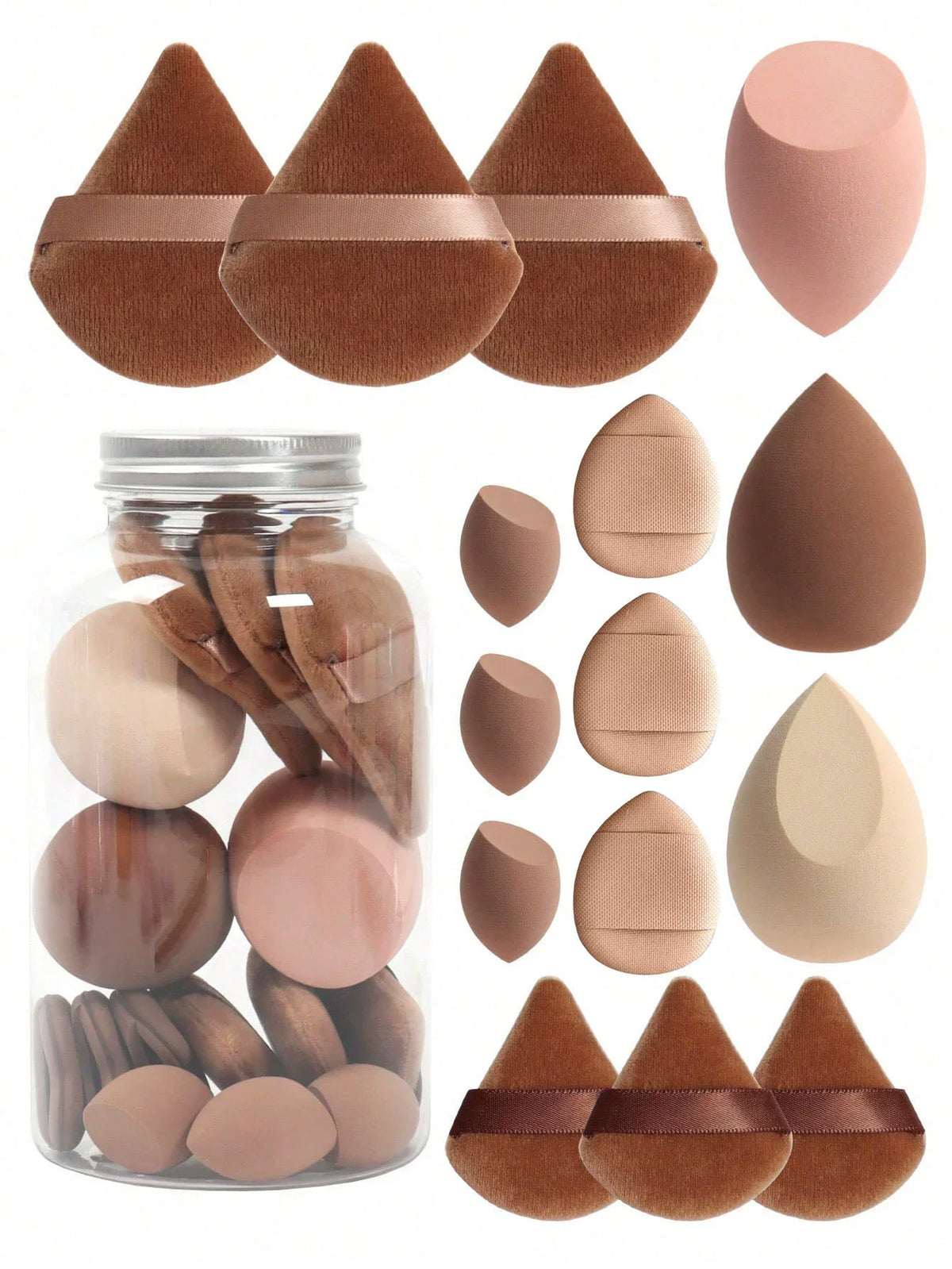 Kit Esponja de Maquiagem Gota Blender Macia Puff