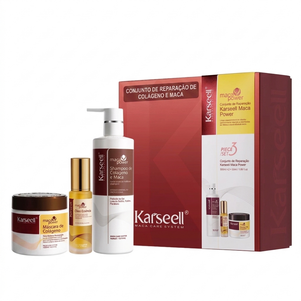 Kit Karseell Shampoo + Máscara de Colágeno + Óleo de Argan