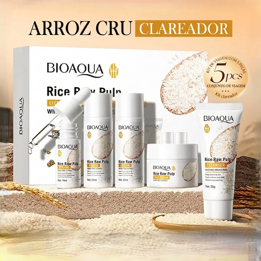 Kit Skincare Arroz Clareador Hidratante Facial Completo