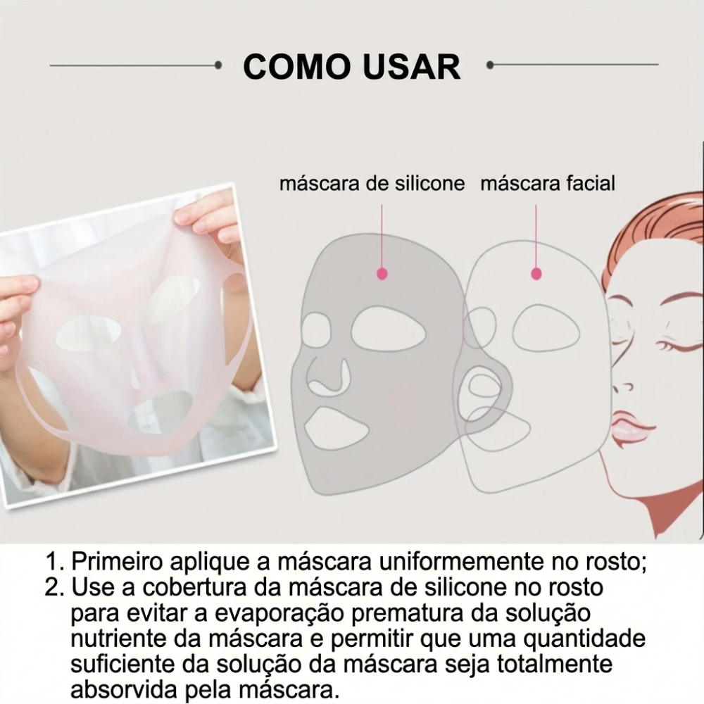 Mascara Facial Silicone 3D Reutilizavel Hidratacao