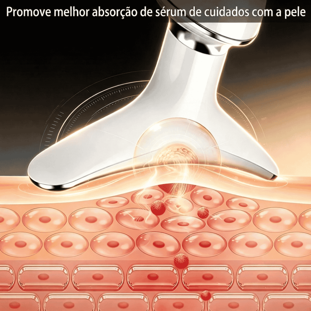 Massageador Facial e Pescoço com LED, EMS e Aquecimento