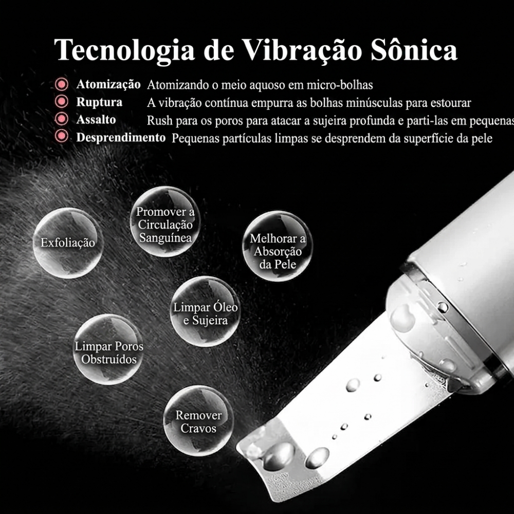 Espatula Peeling Ultrassonica Limpeza Facial Removedor Cravos