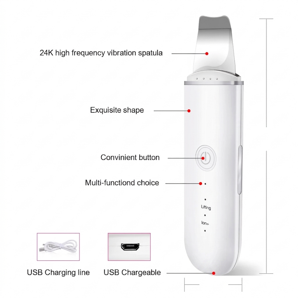 Espatula Peeling Ultrassonica Limpeza Facial Removedor Cravos