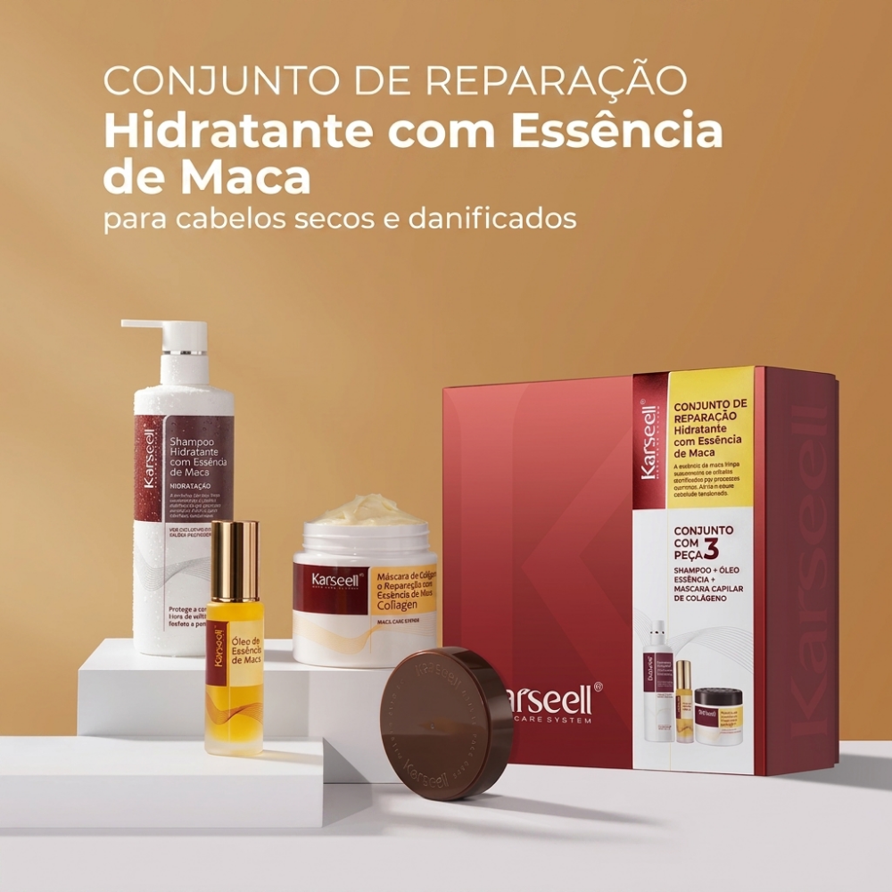 Kit Karseell Shampoo + Máscara de Colágeno + Óleo de Argan
