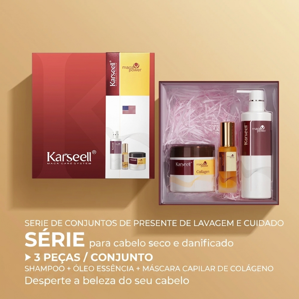 Kit Karseell Shampoo + Máscara de Colágeno + Óleo de Argan